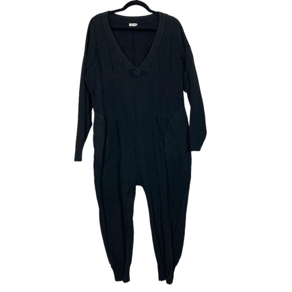 Free People Black V-Neck Jumpsuit
